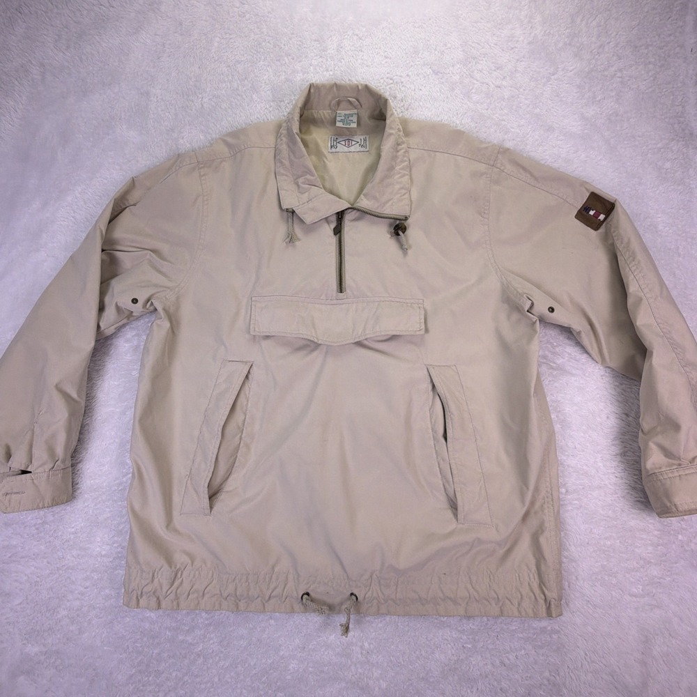 Vintage SDI Men's Small 1/4‎ Zip Windbreaker Anorak Jacket Beige